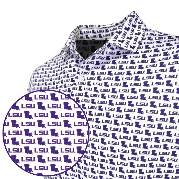 Shirt with LSU logo pattern on a white background
