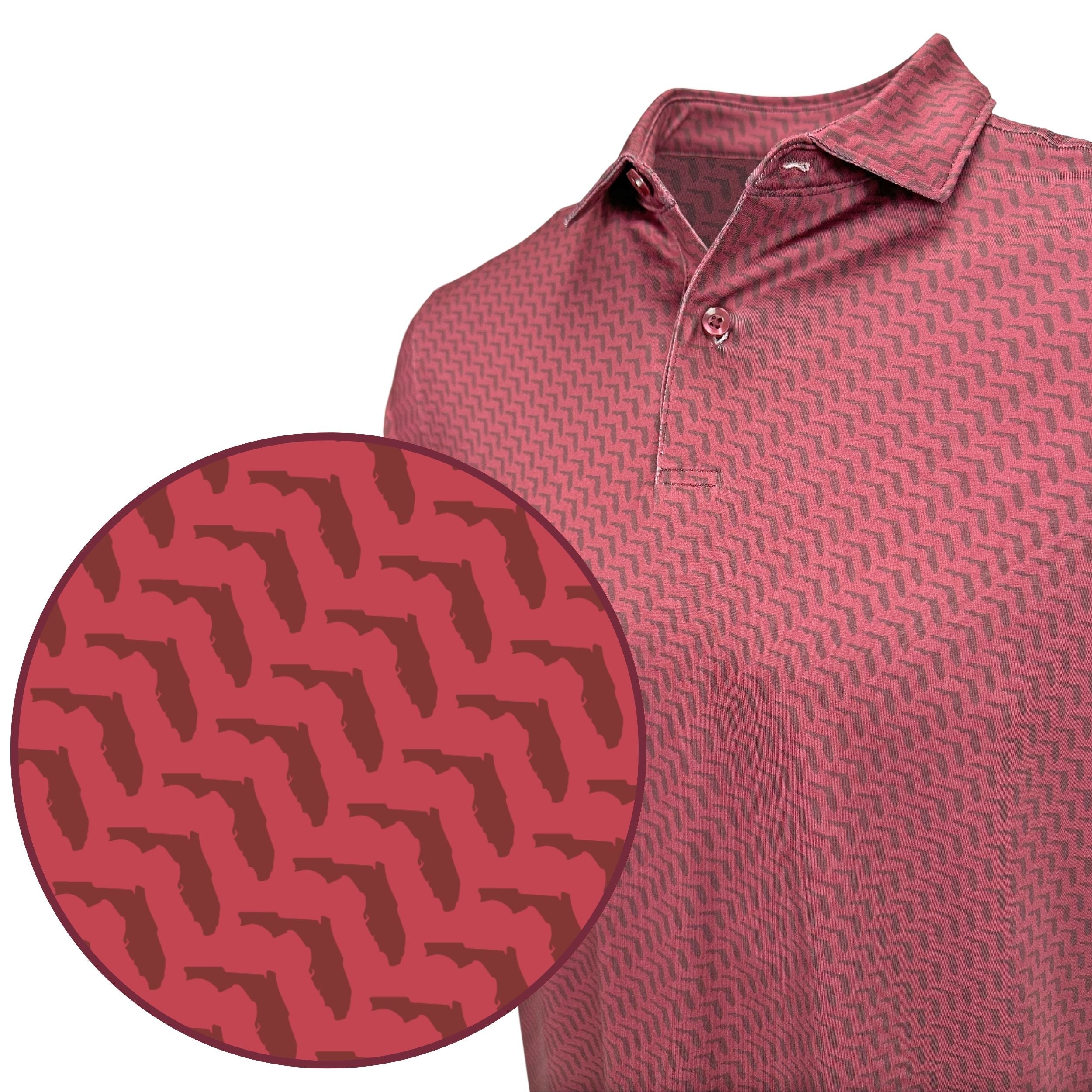 Florida Gritty Garnet Print Polo