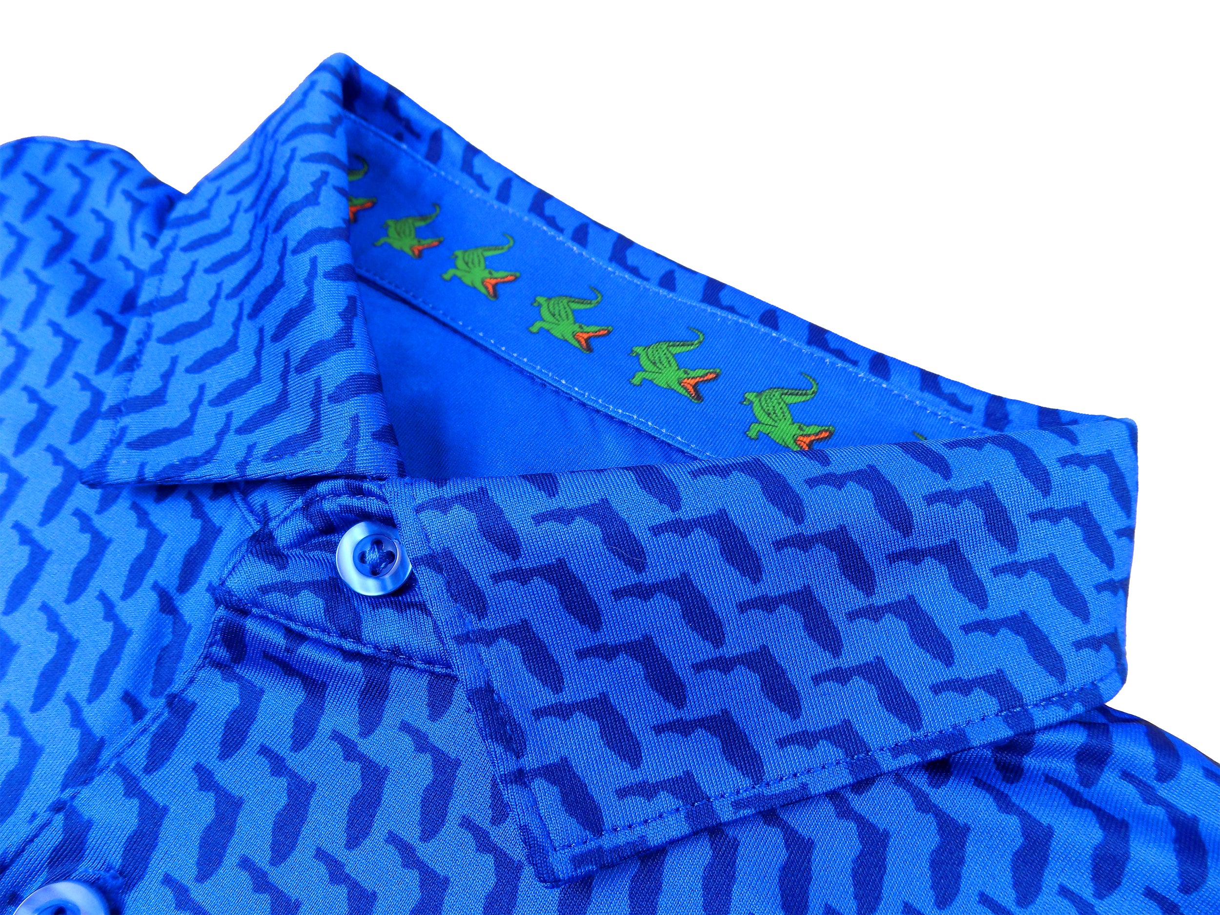 Florida print gator collar shirt