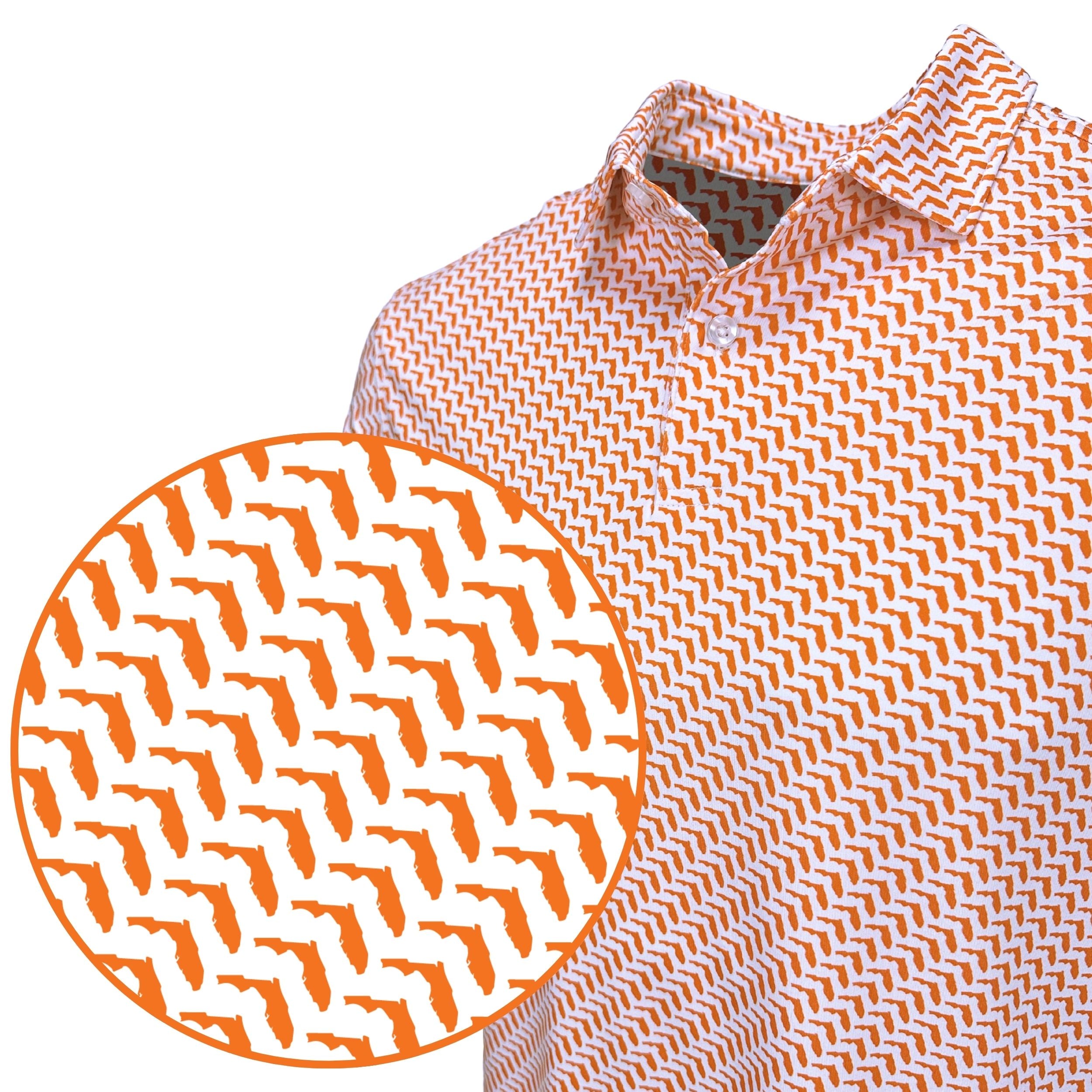 Florida Orange Oasis Print Polo