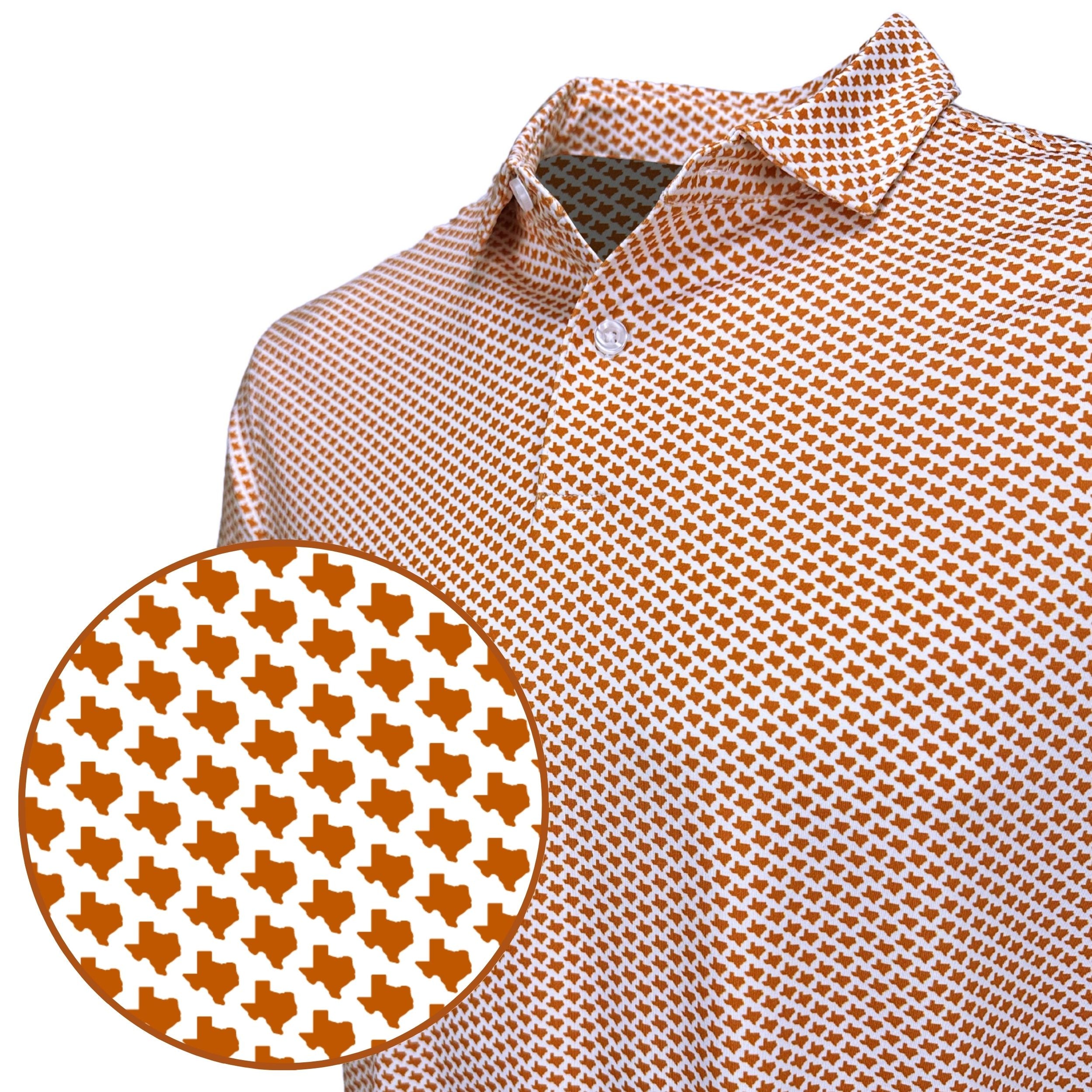 Texas Rustic Orange Print Polo