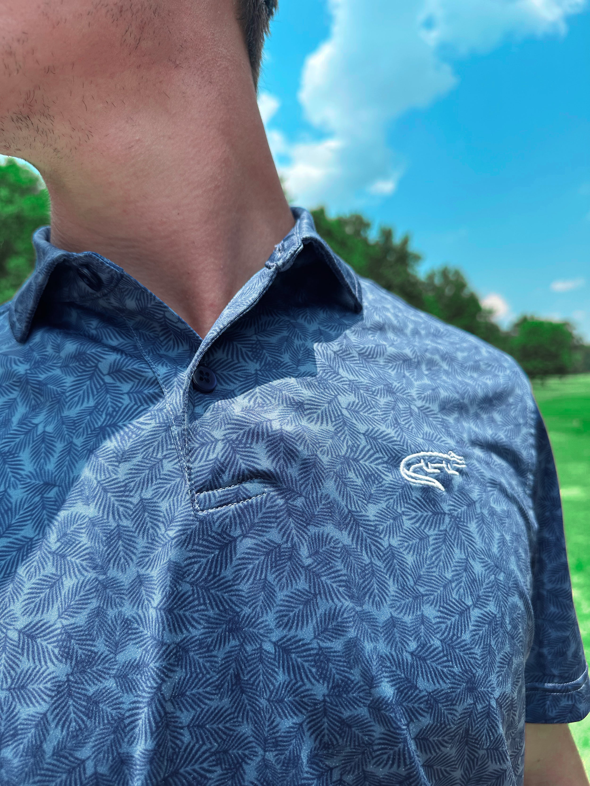 Swamp Gator Tropical Print Polo