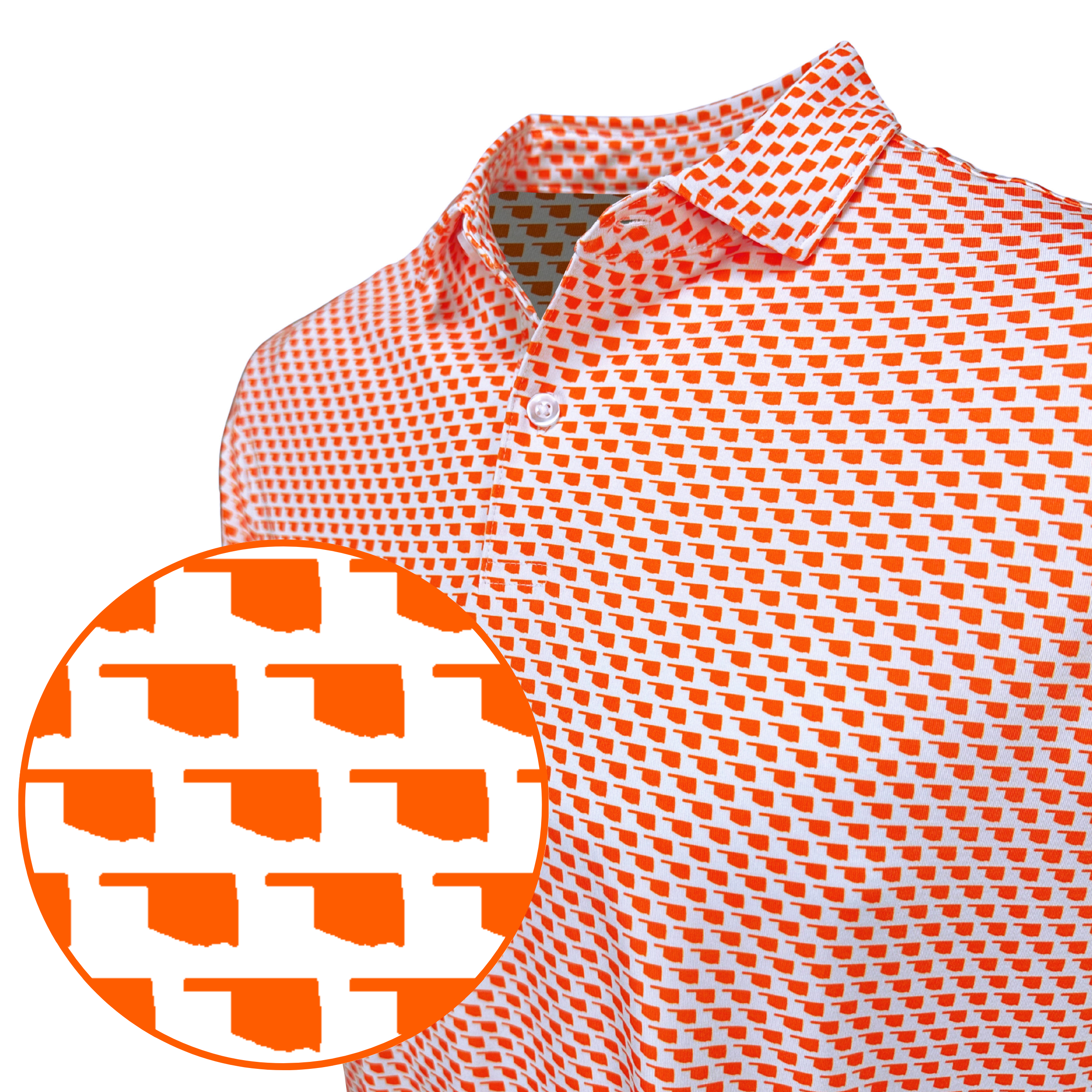 Oklahoma Orange Print Polo