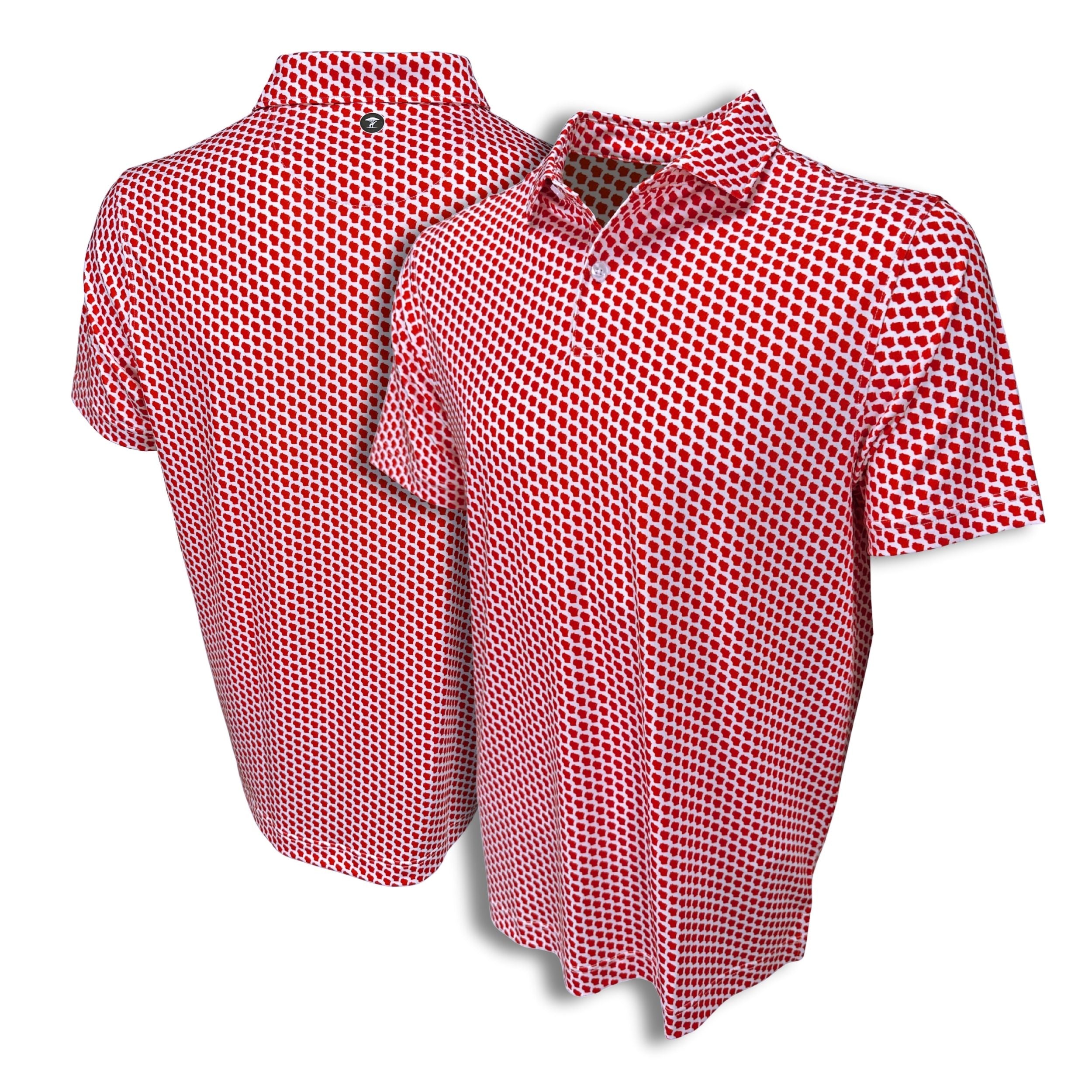 Wisconsin Red Print Polo