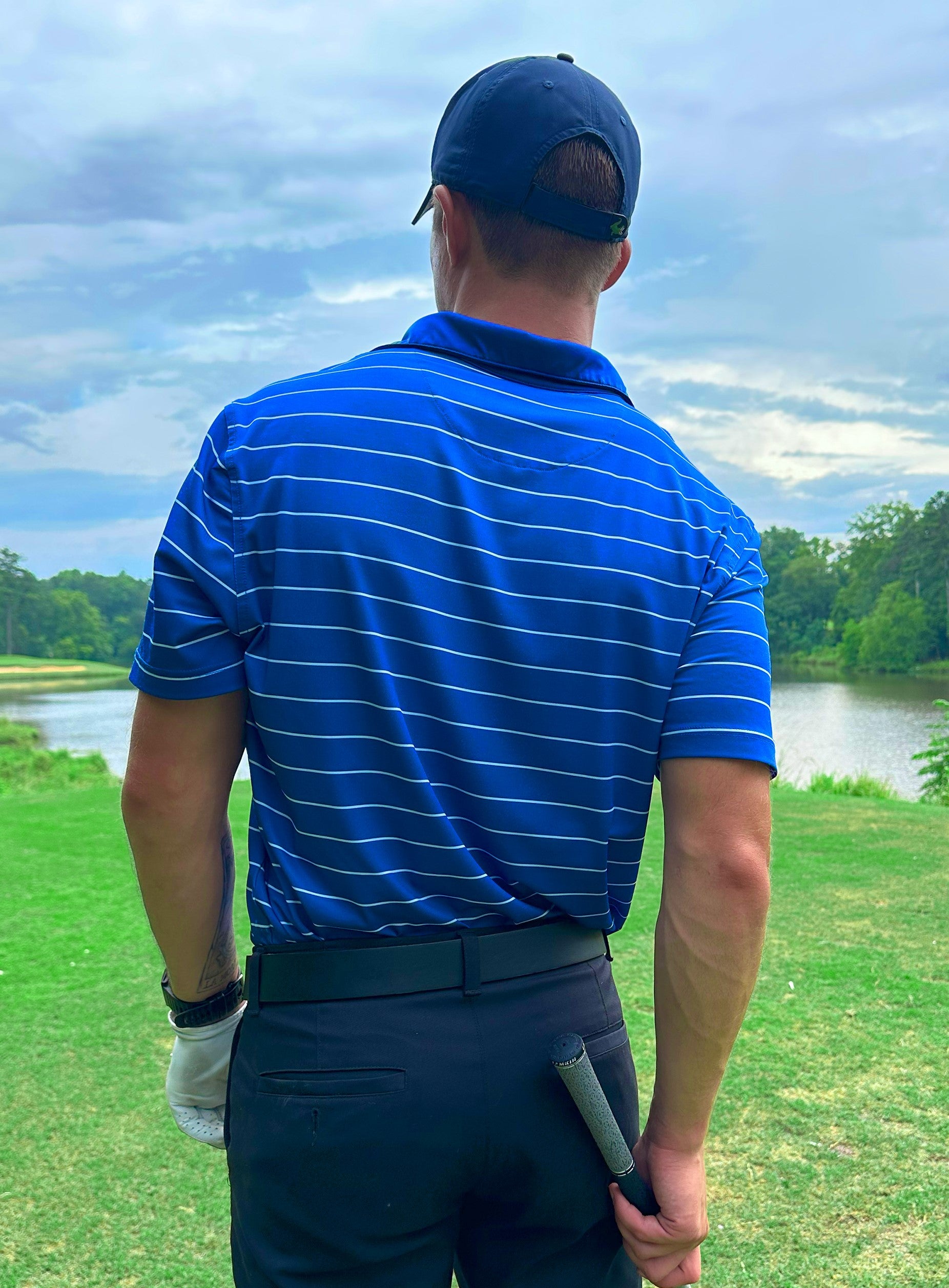 Bold Blue Florida Stripe Polo