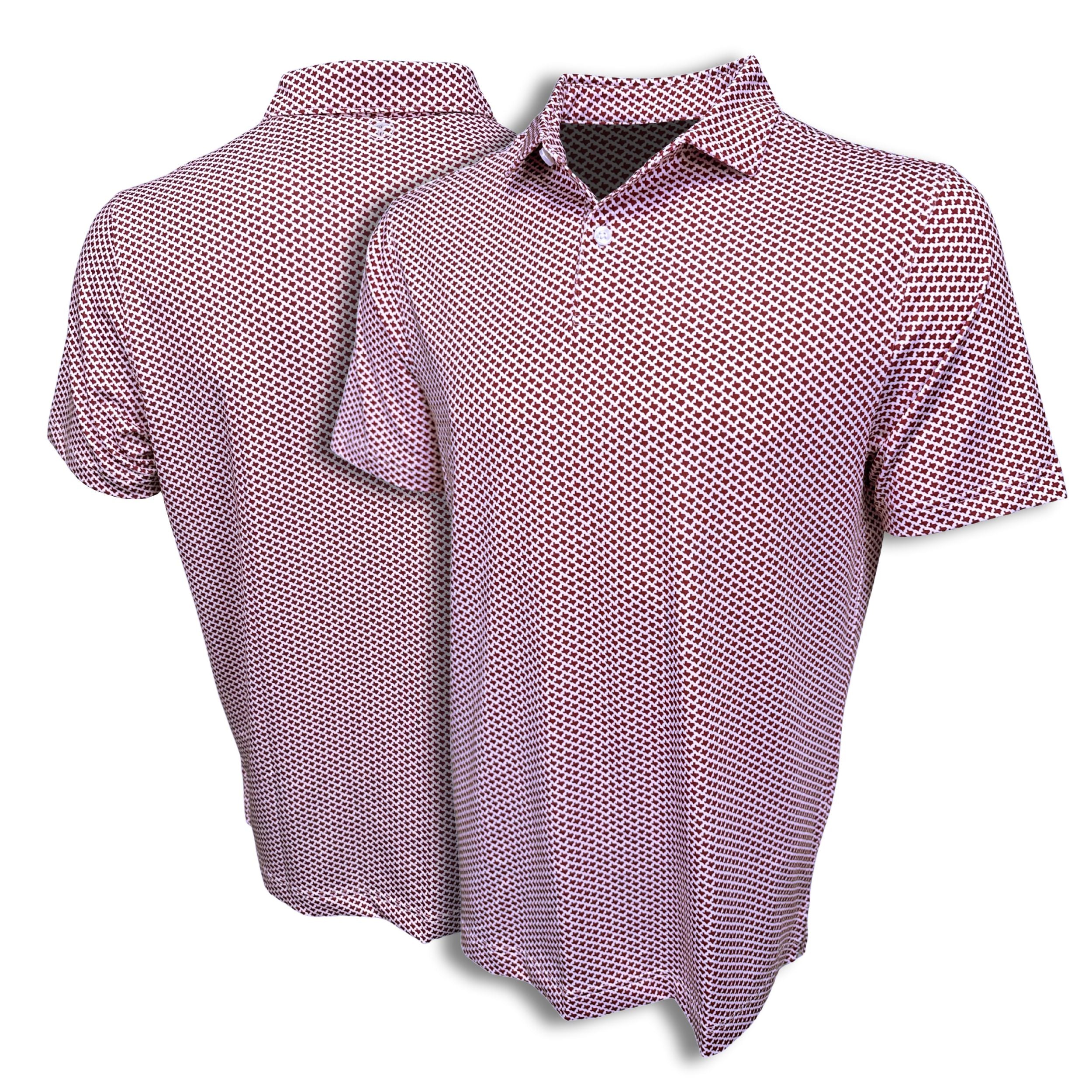 Texas Maroon Print Polo