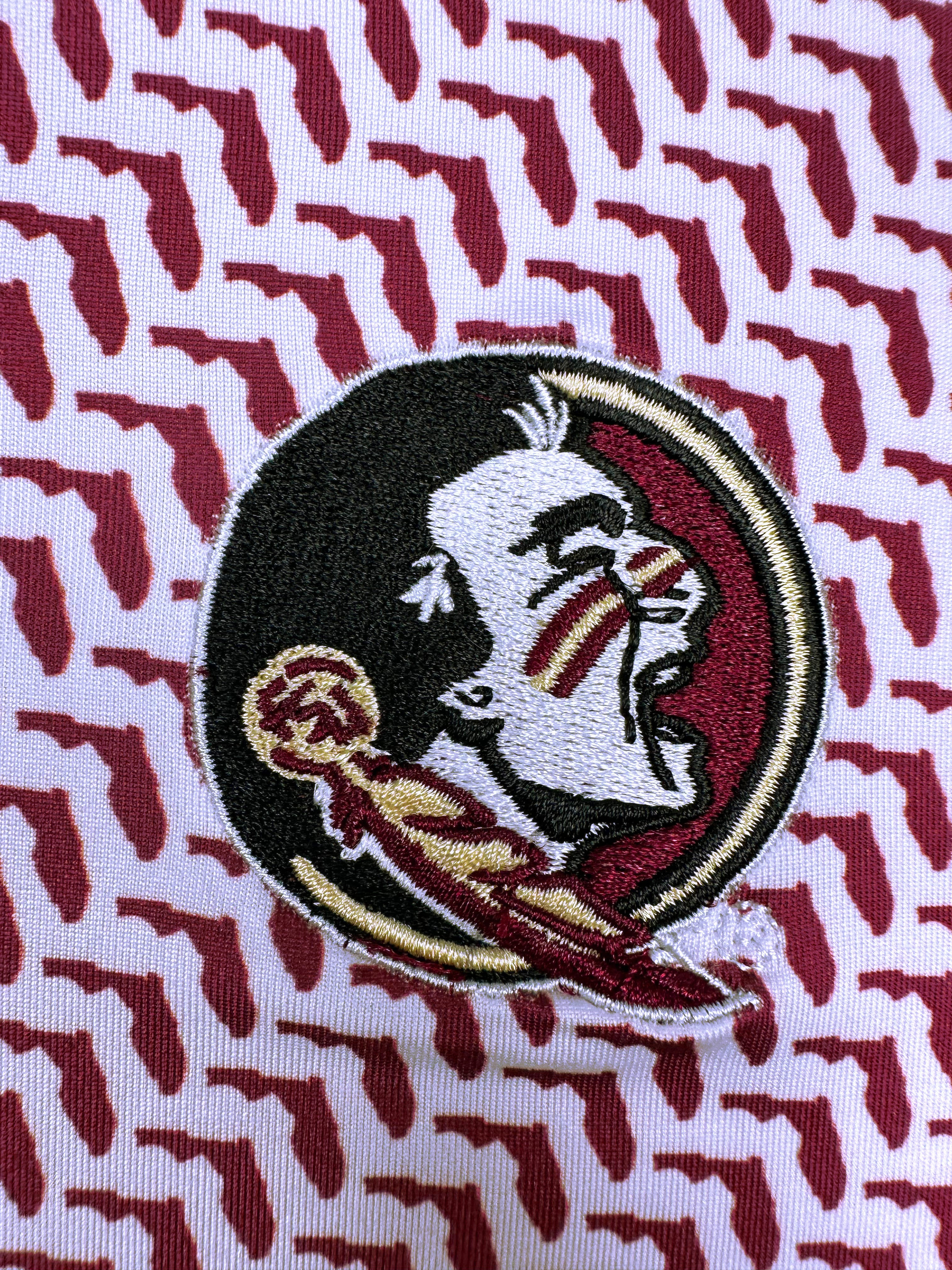 The FSU Osceola Garnet Print Polo