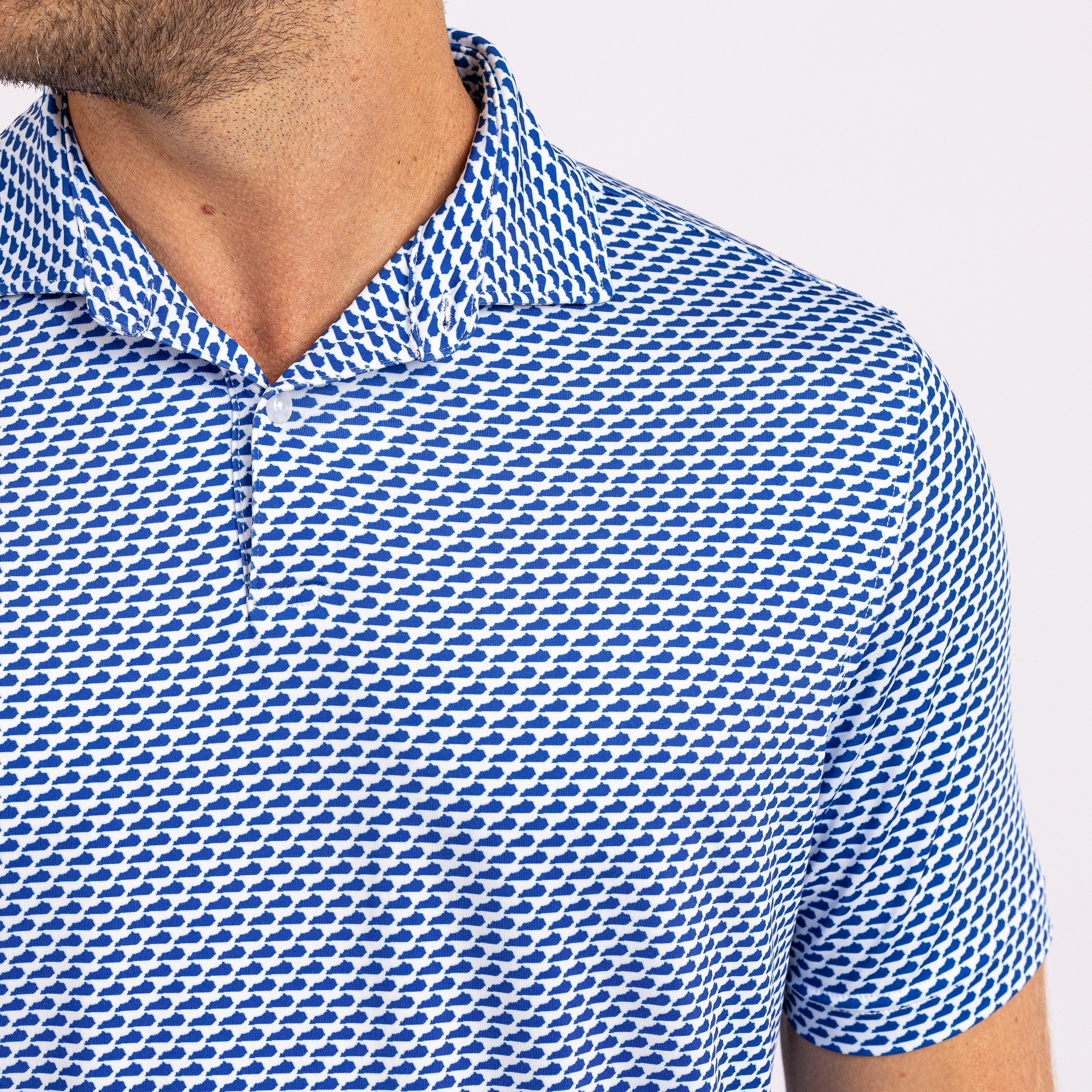 Blue and white checkered fabric on a white background