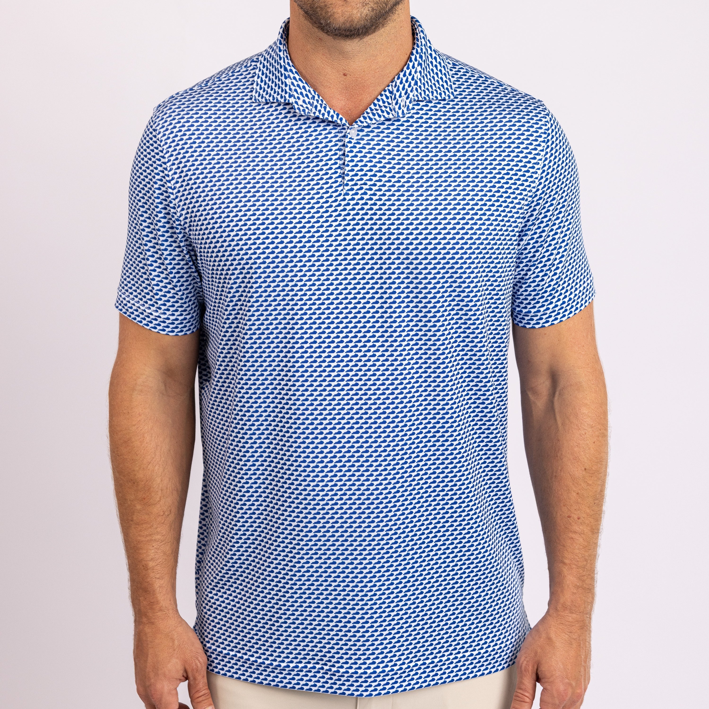 Blue and white checkered fabric on a white background
