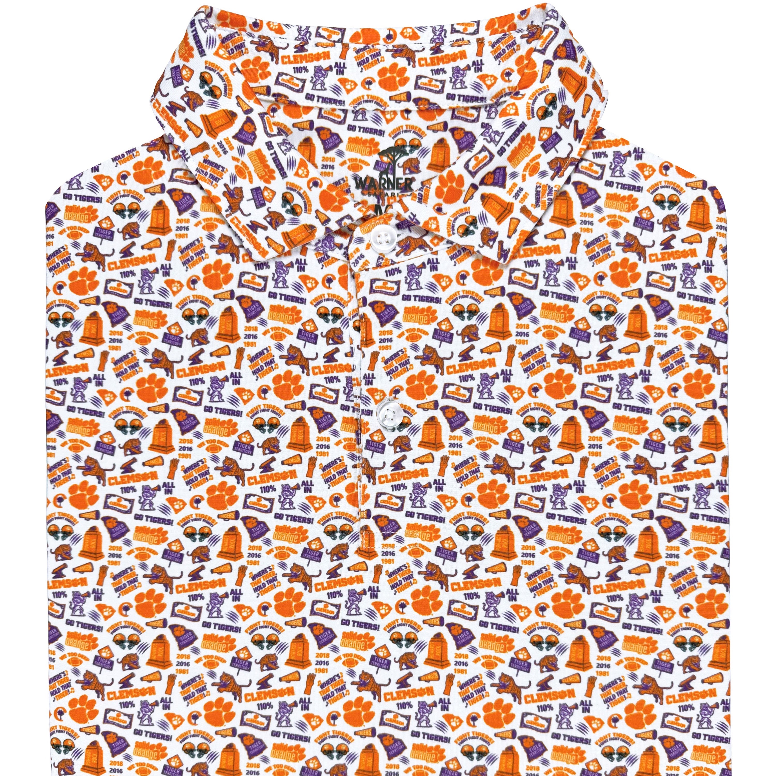 Polo with colorful pattern on a white background