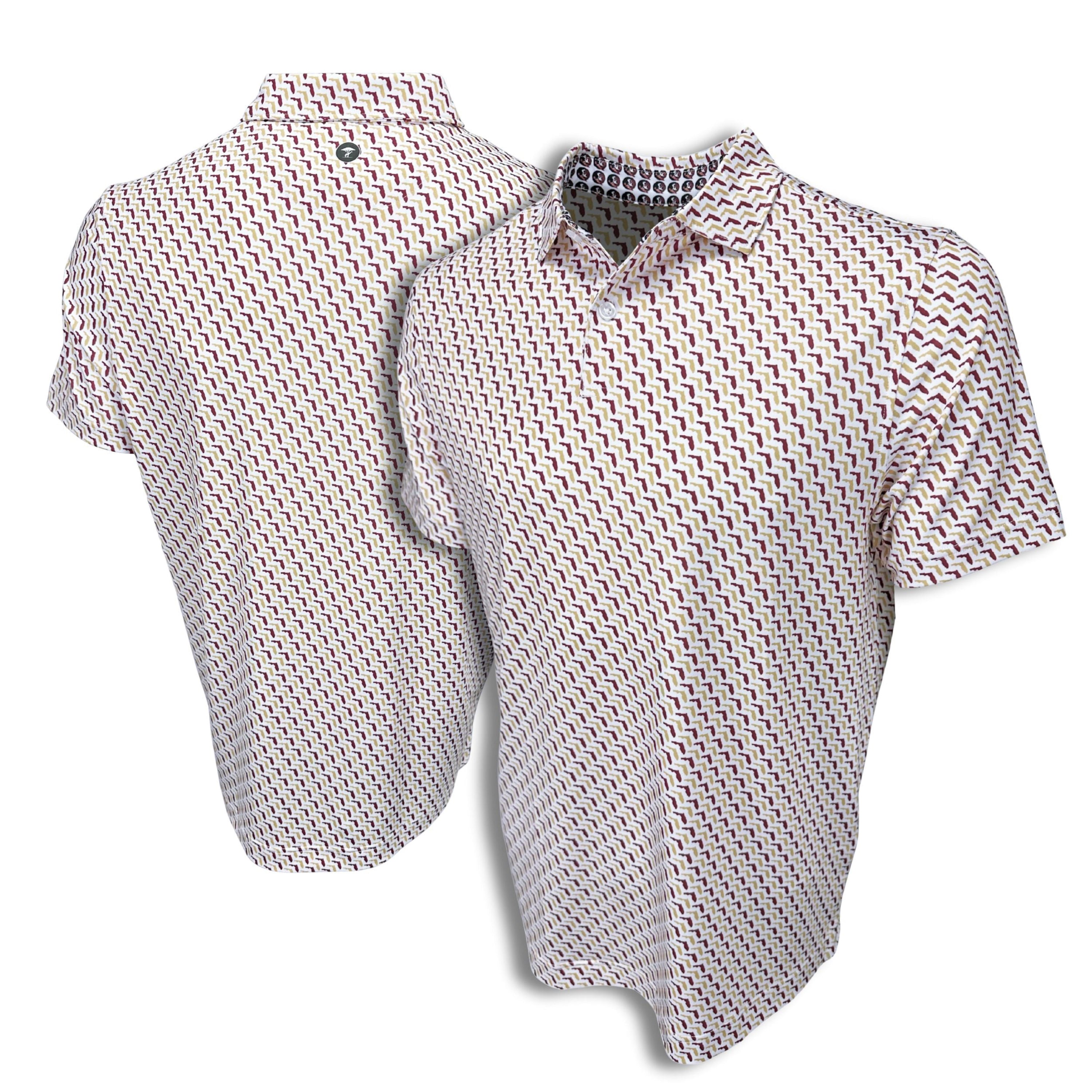 Short-sleeve polo with a pattern on a white background