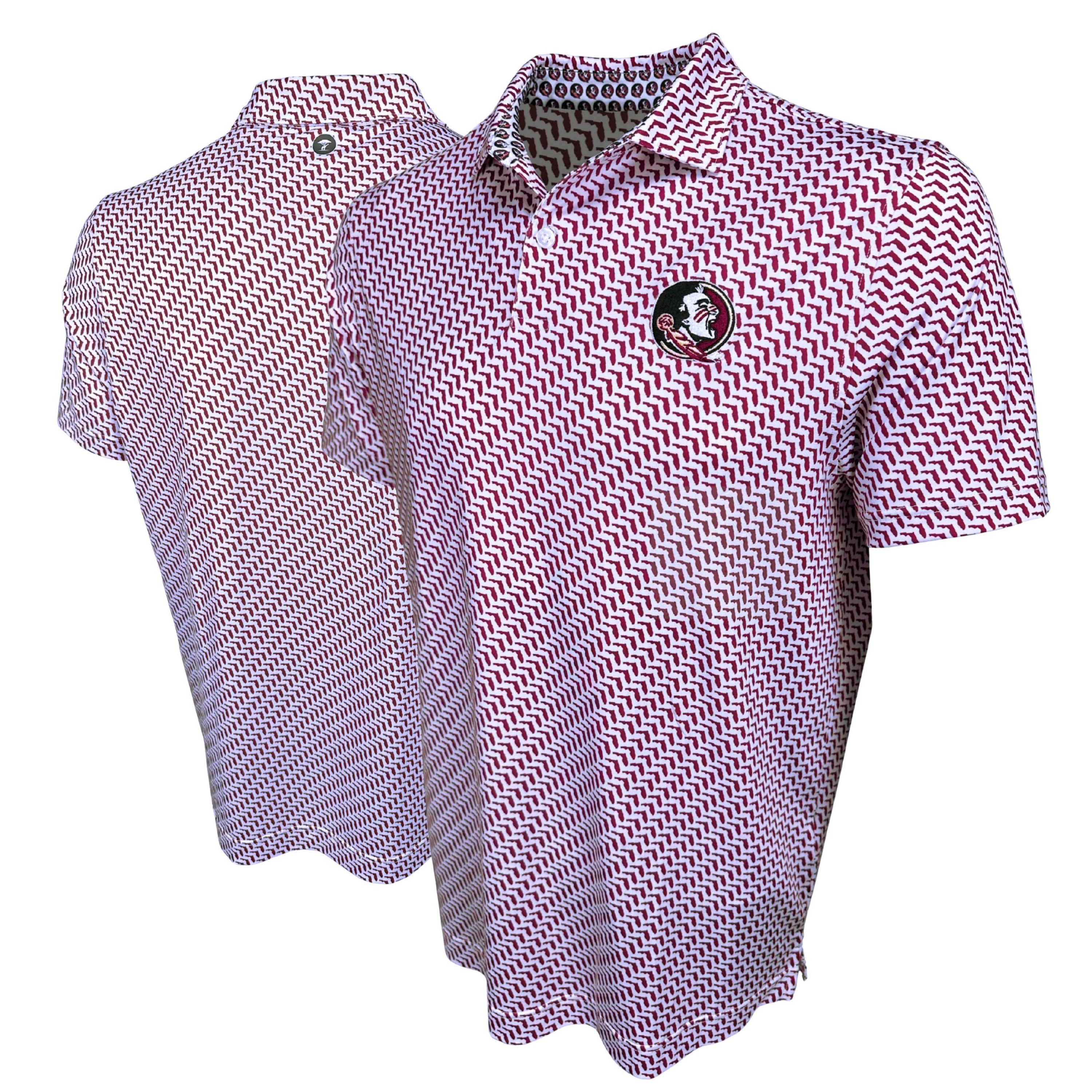 Two patterned shirts on a white background