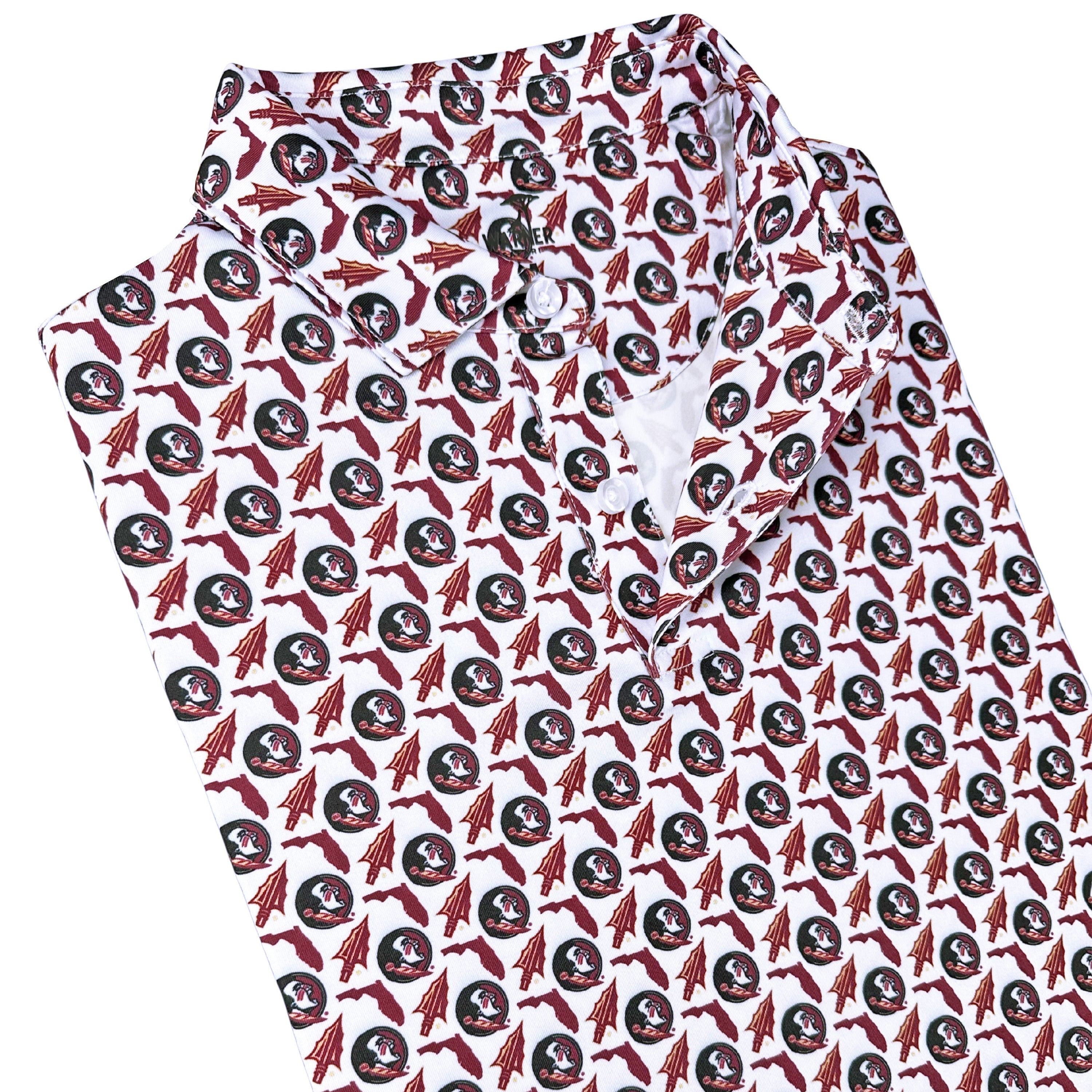 Short-sleeve polo with a pattern of faces on a white background