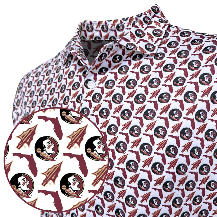 Patterned shirt with Florida State University logo on a white background
