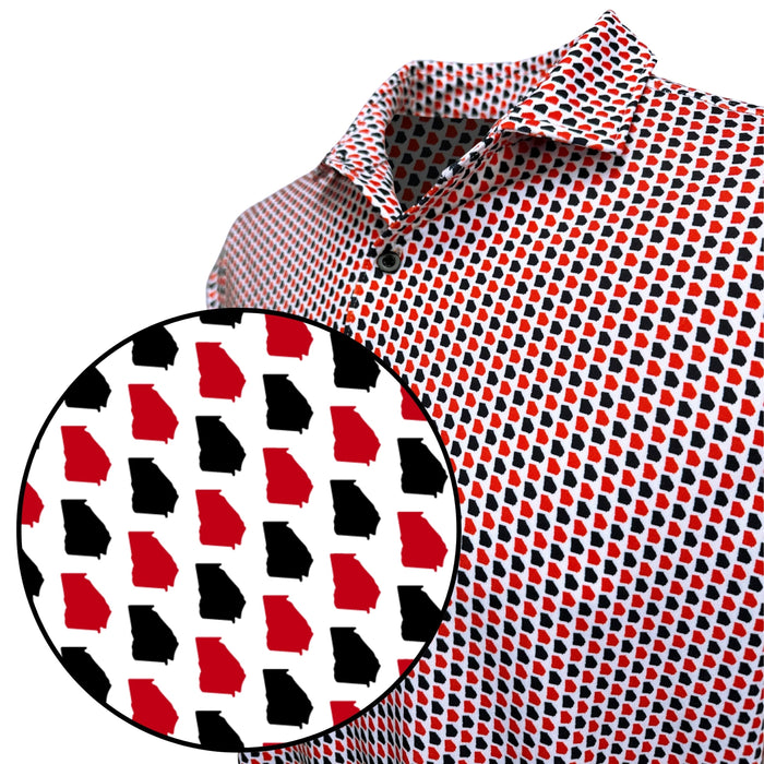 Georgia Red & Black Print Polo