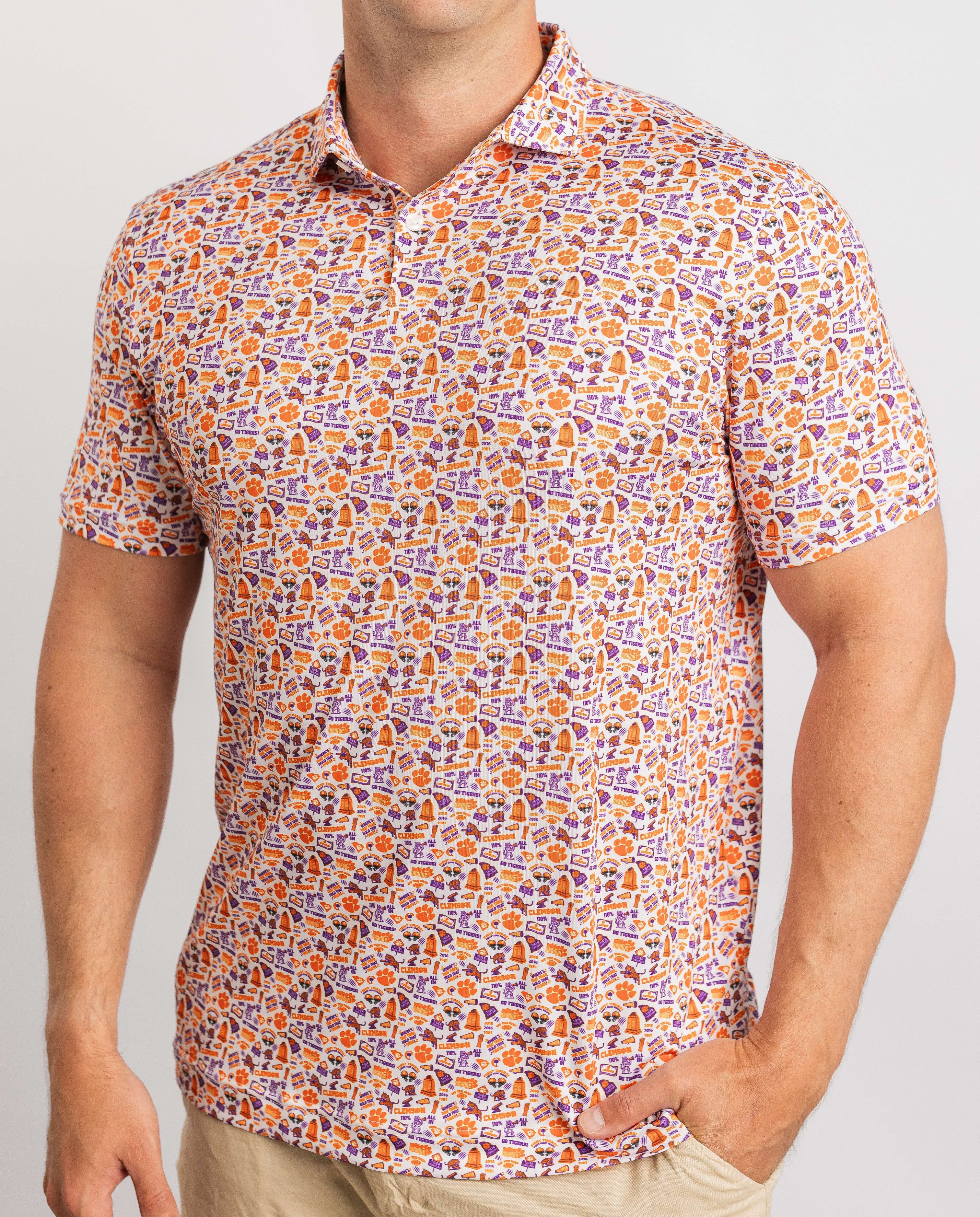 clemson dress shirt Men's Cutter & Buck Charcoal Clemson Tigers Vault Stretch Oxford Long Sleeve Button-Down Shirt Size: Large