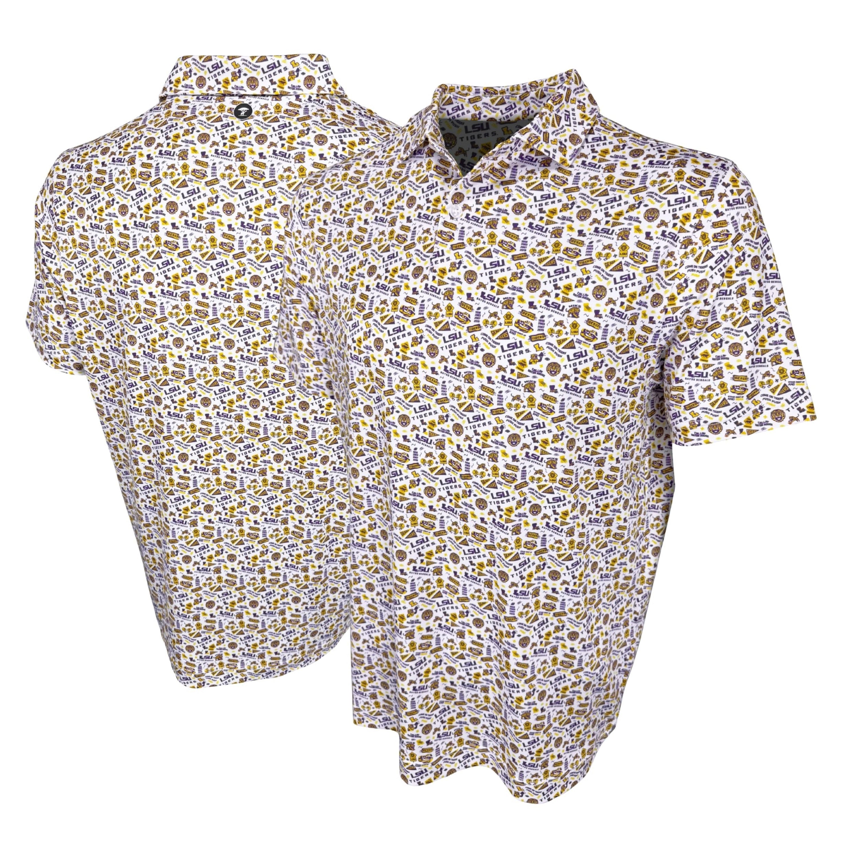 Short-sleeve shirt with a pattern on a white background