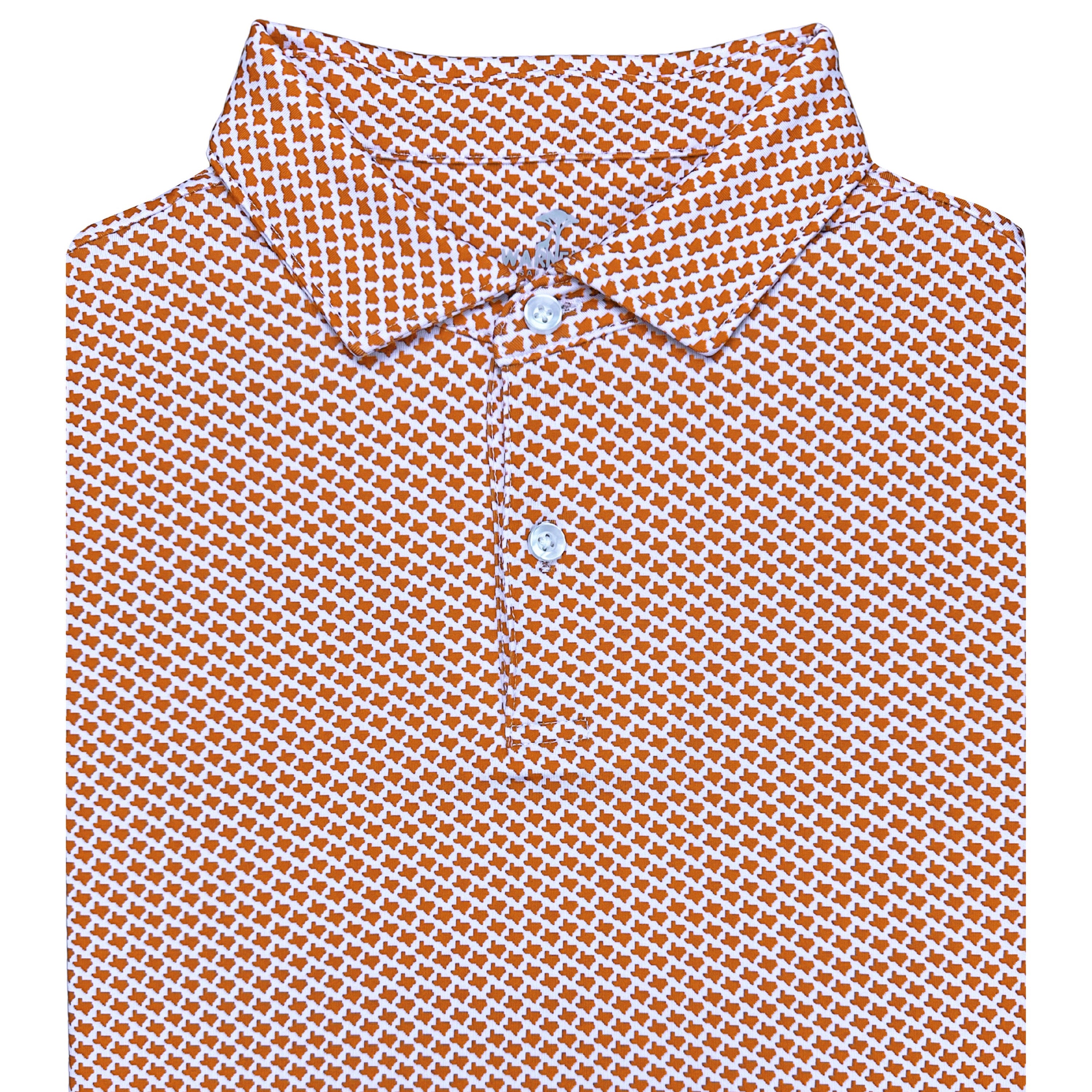 Folded orange and white checkered shirt on a white background