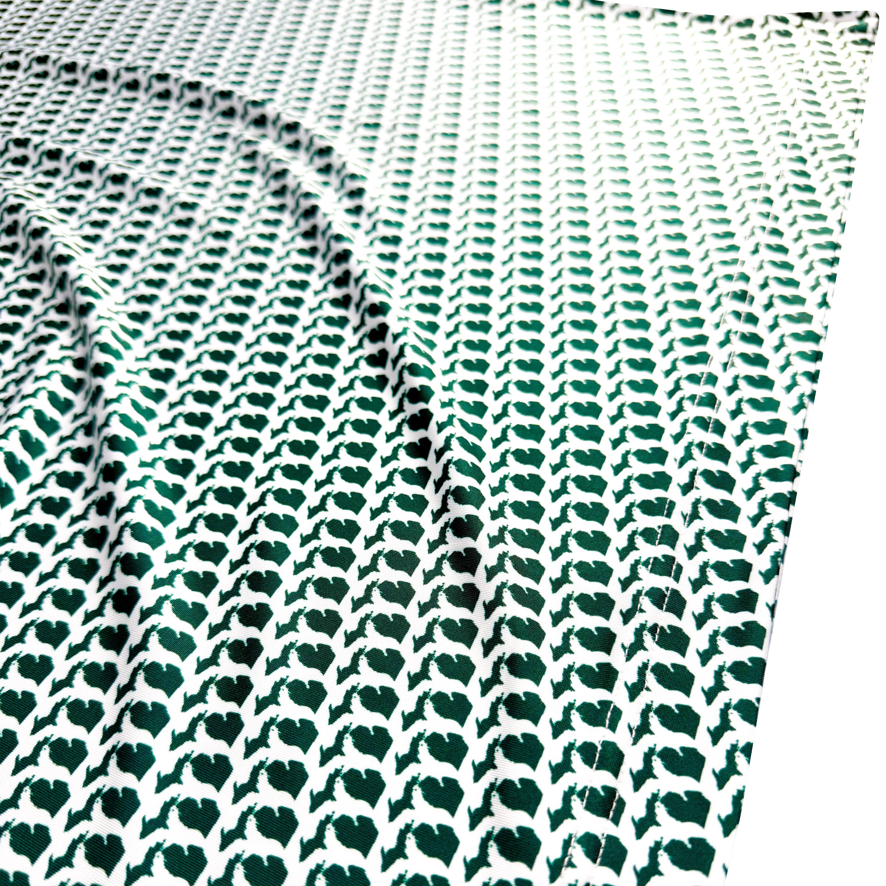Close-up of green and white patterned fabric