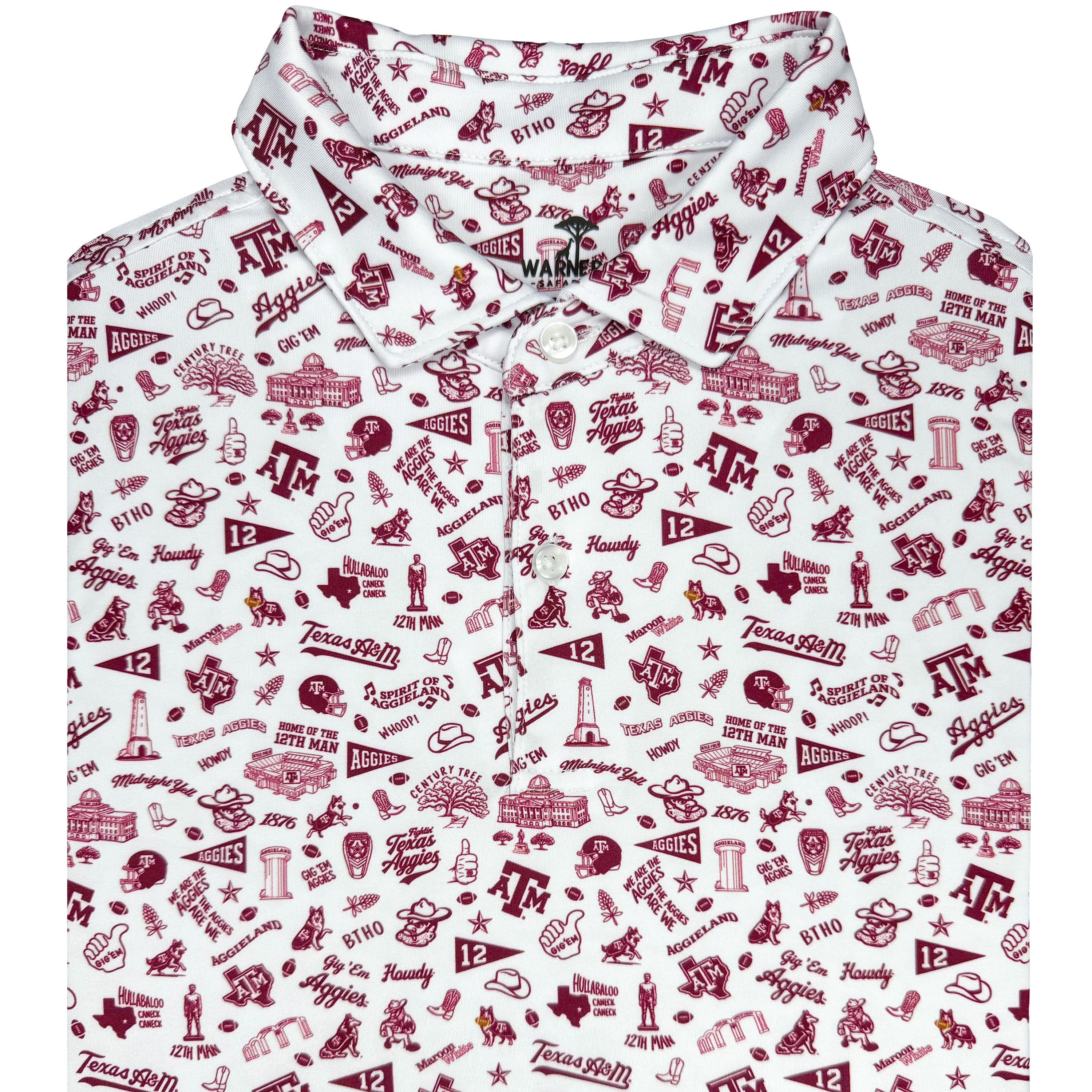 Texas A&M Polo white and red on a whihite background