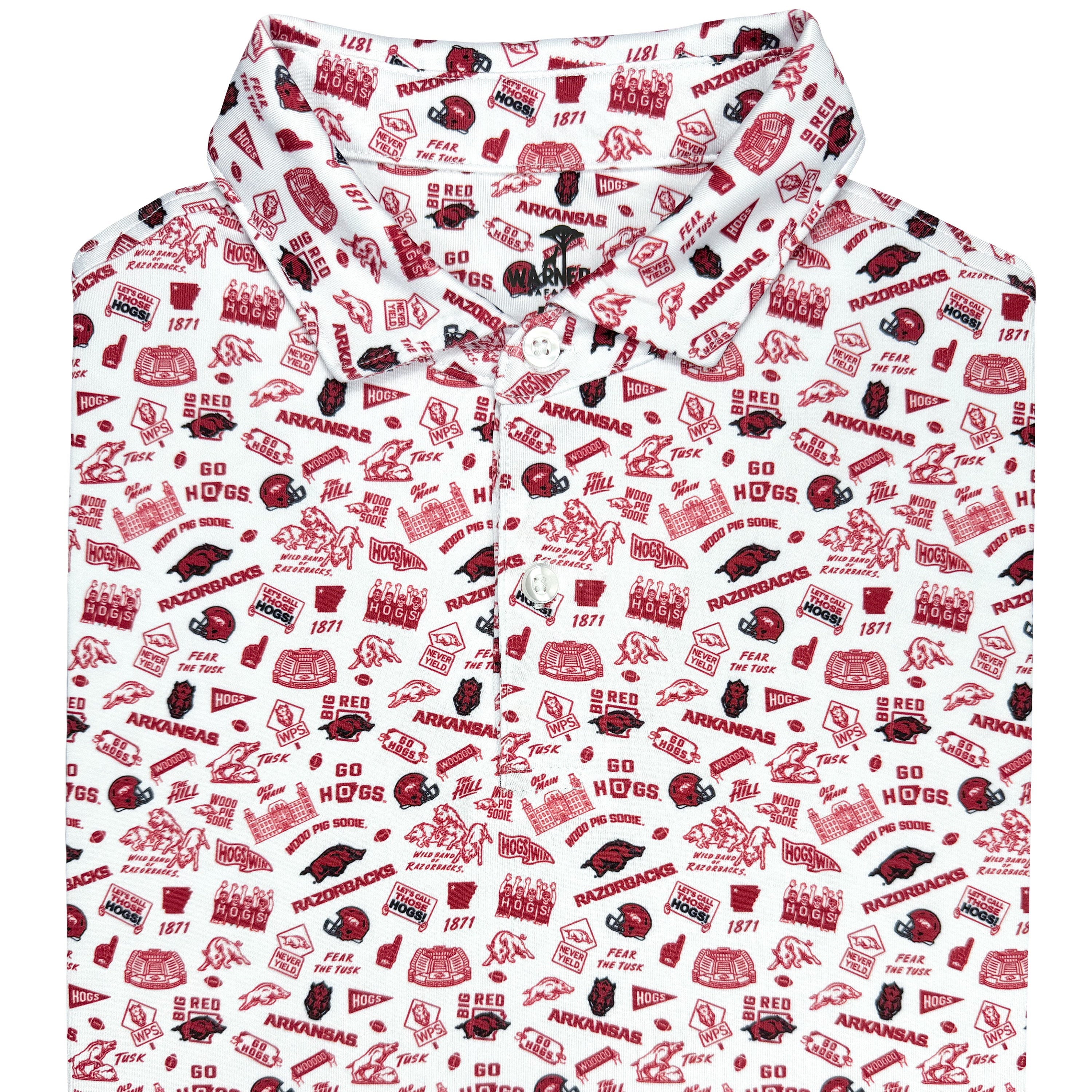 White hoodie with red pattern on a white background
