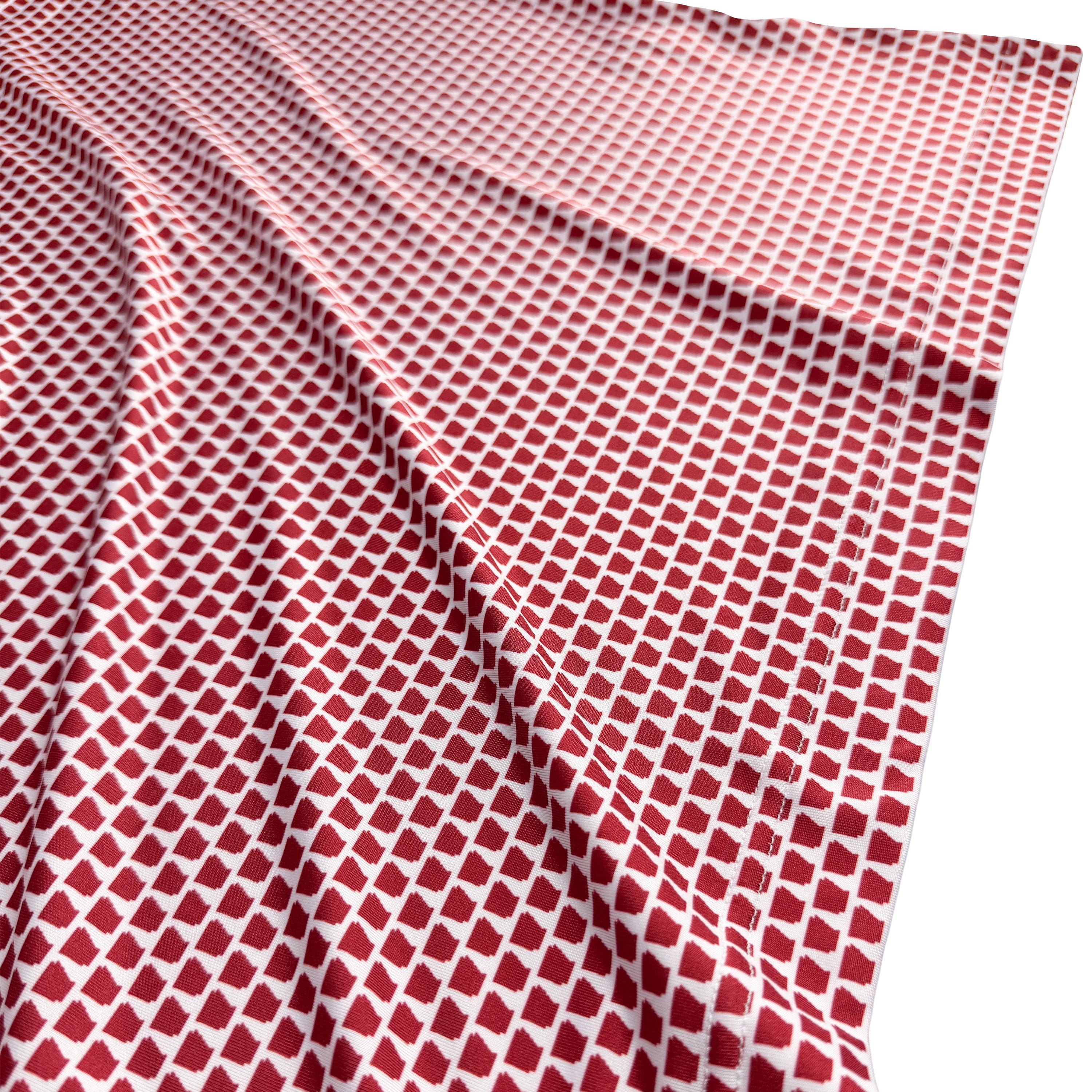 Red and white fabric on a white background