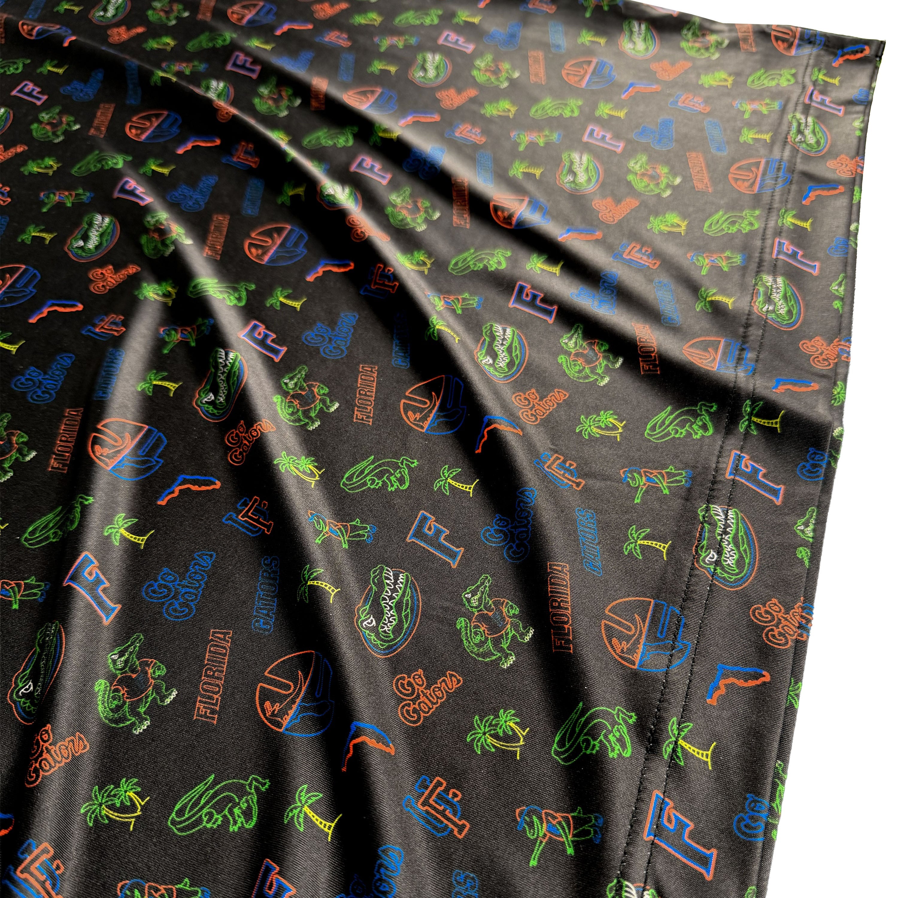 Dark fabric with colorful pattern