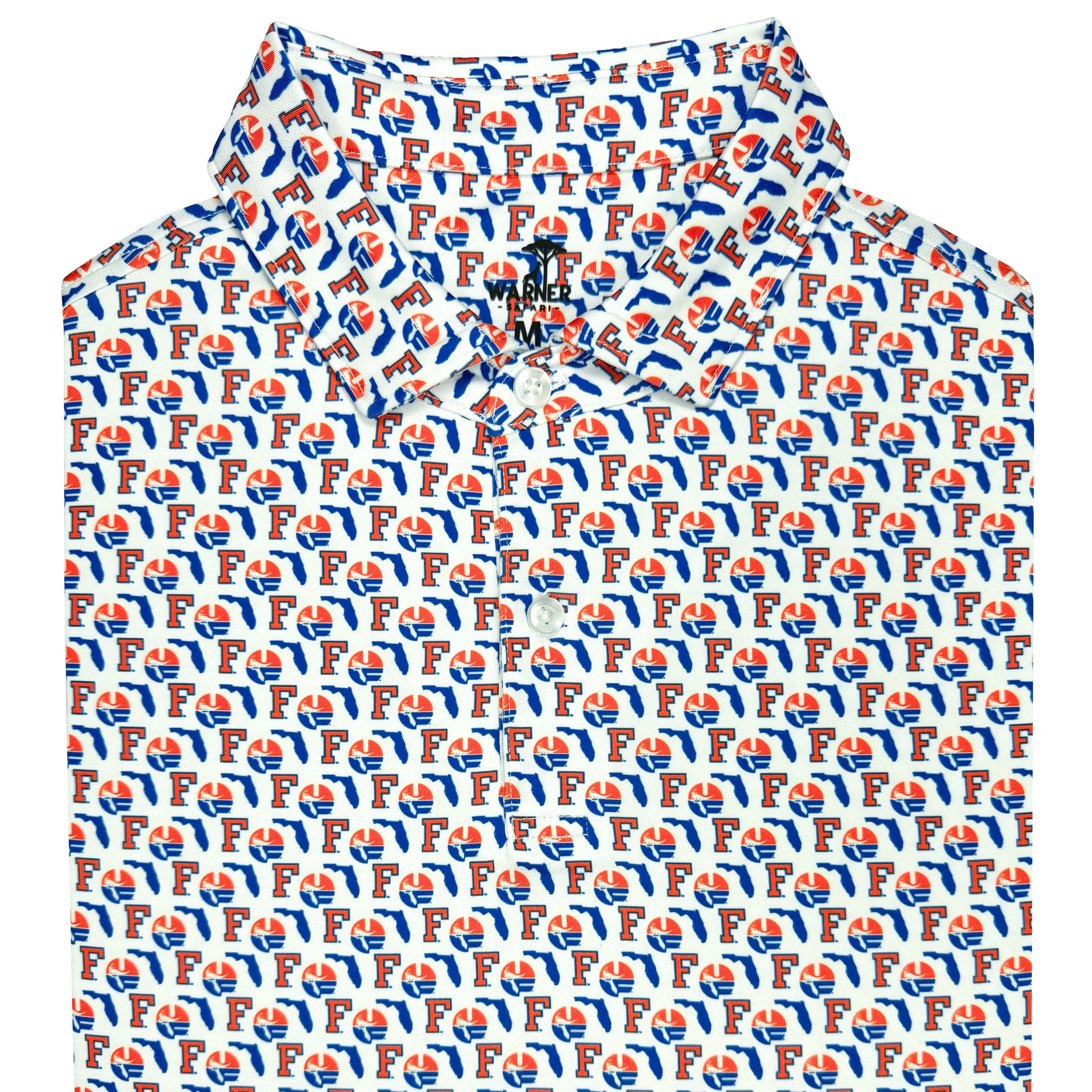 Patterned shirt with Gator design on a white background