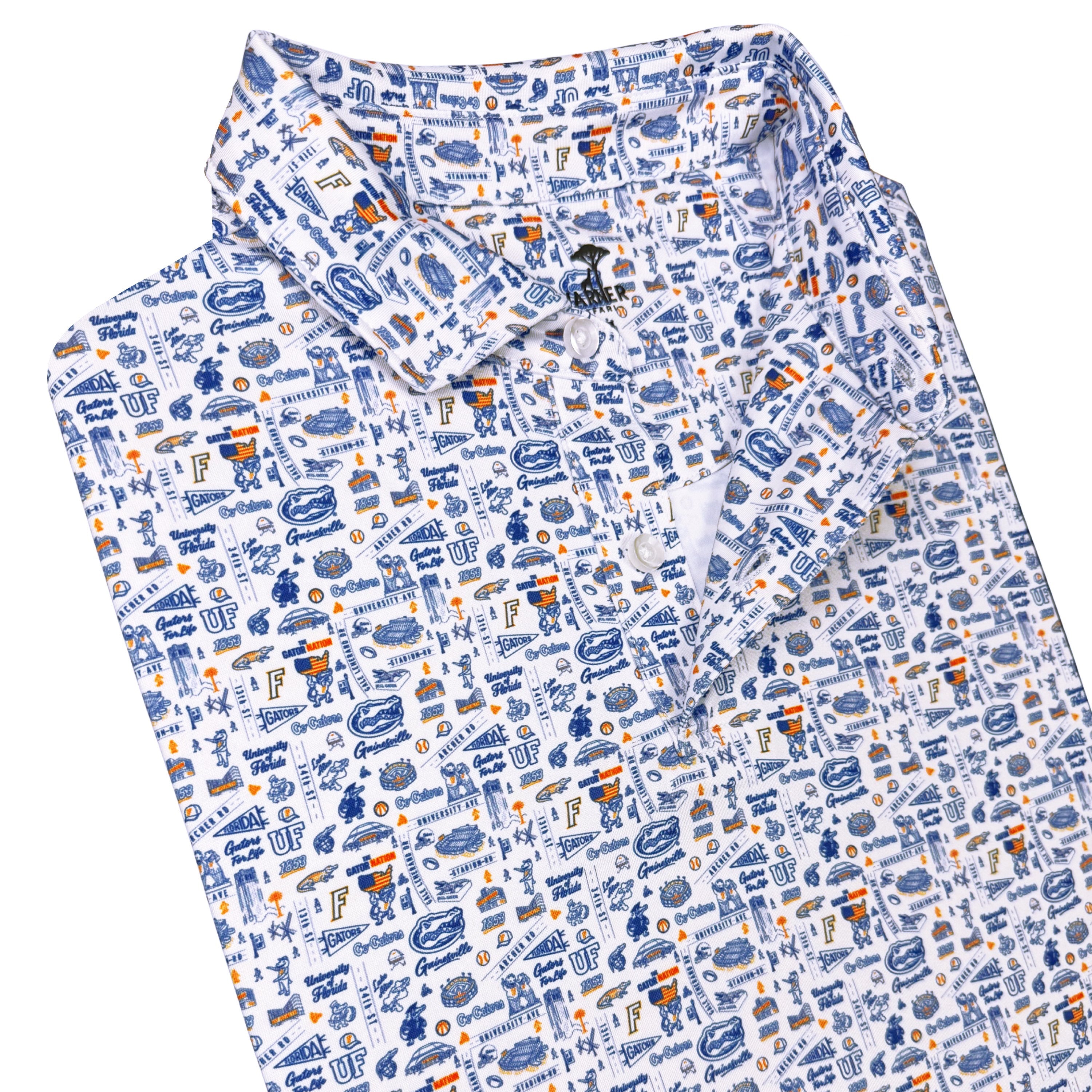 Folded fabric with a blue and white pattern on a white background