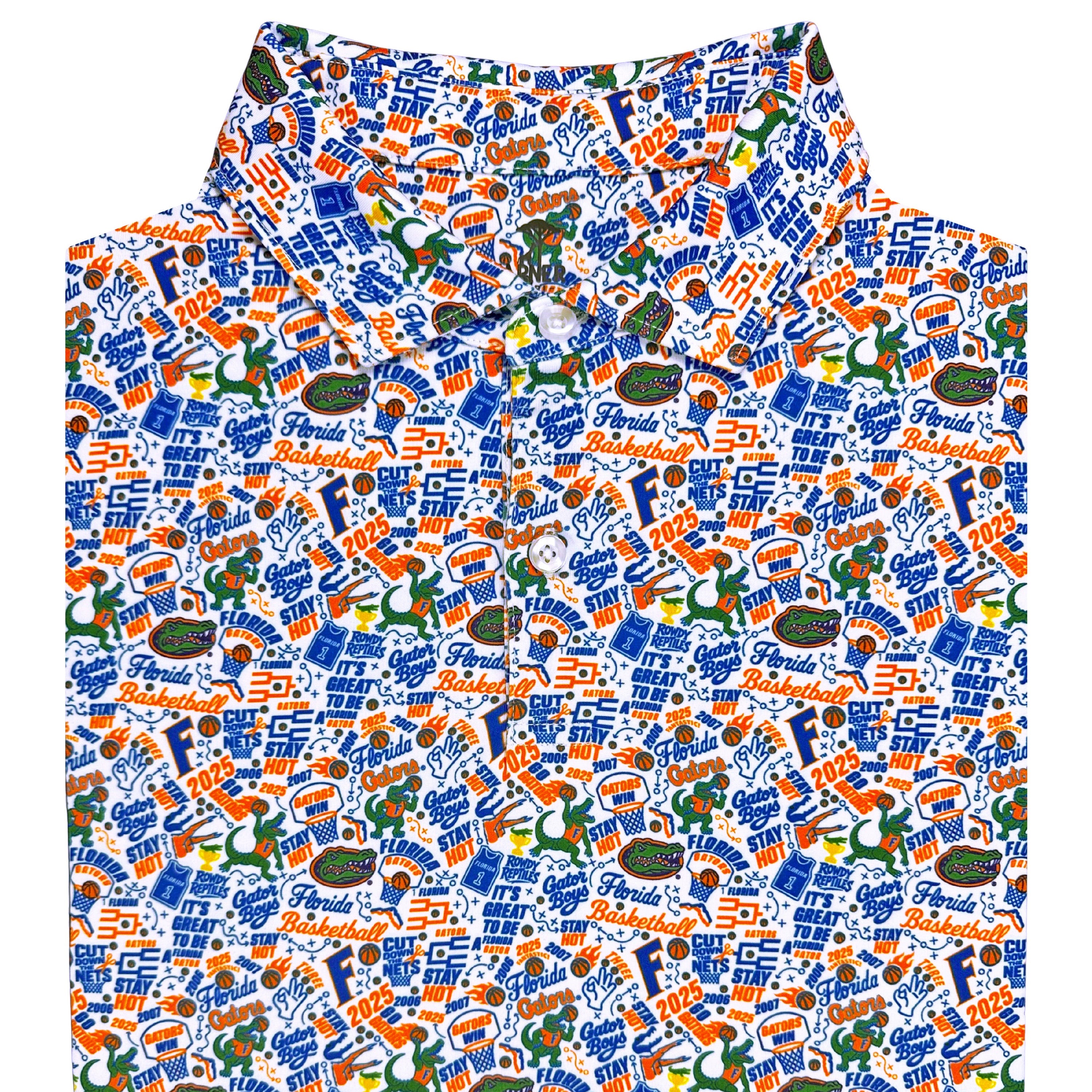 Patterned fabric with colorful design on a white background