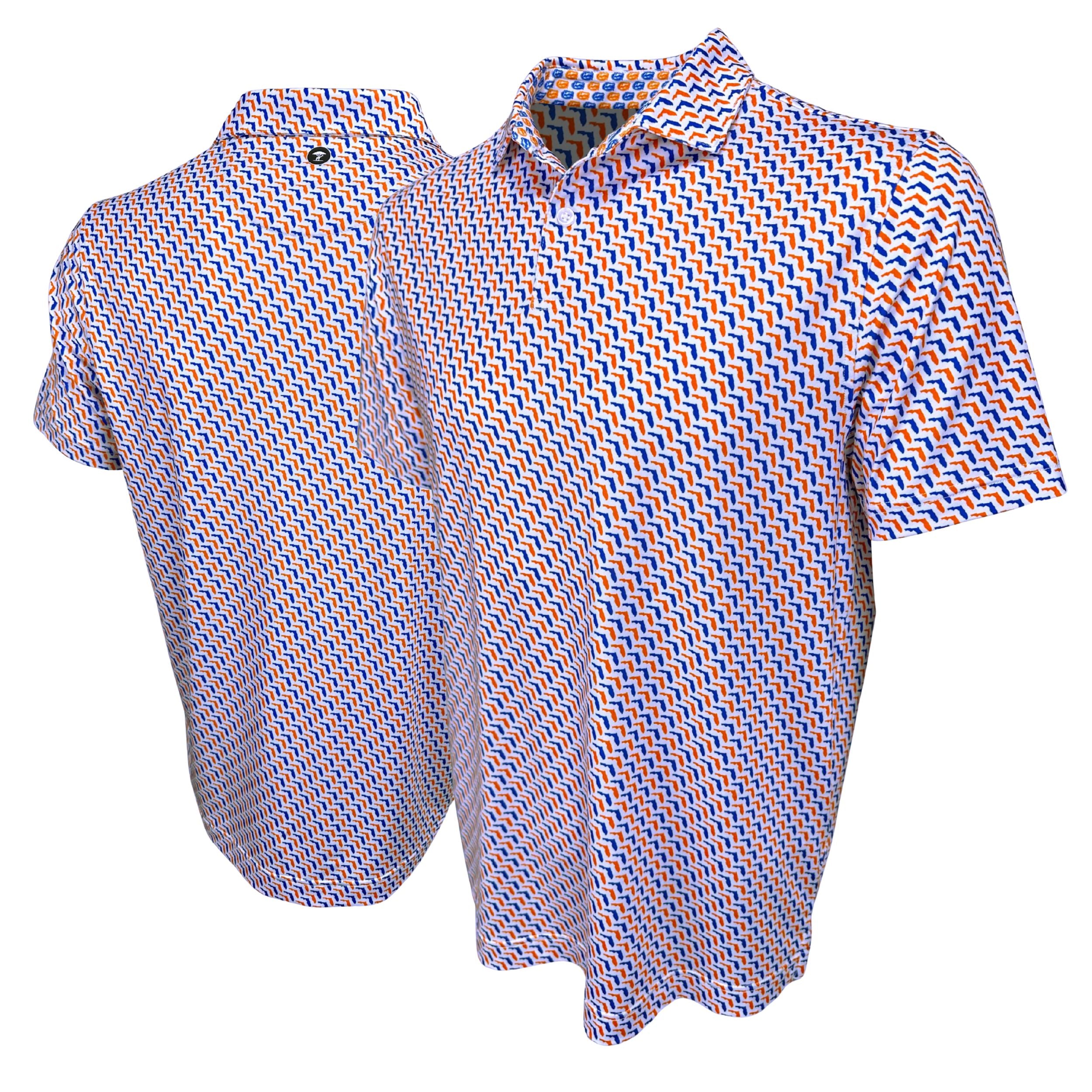 Short-sleeve shirt with a pattern on a white background